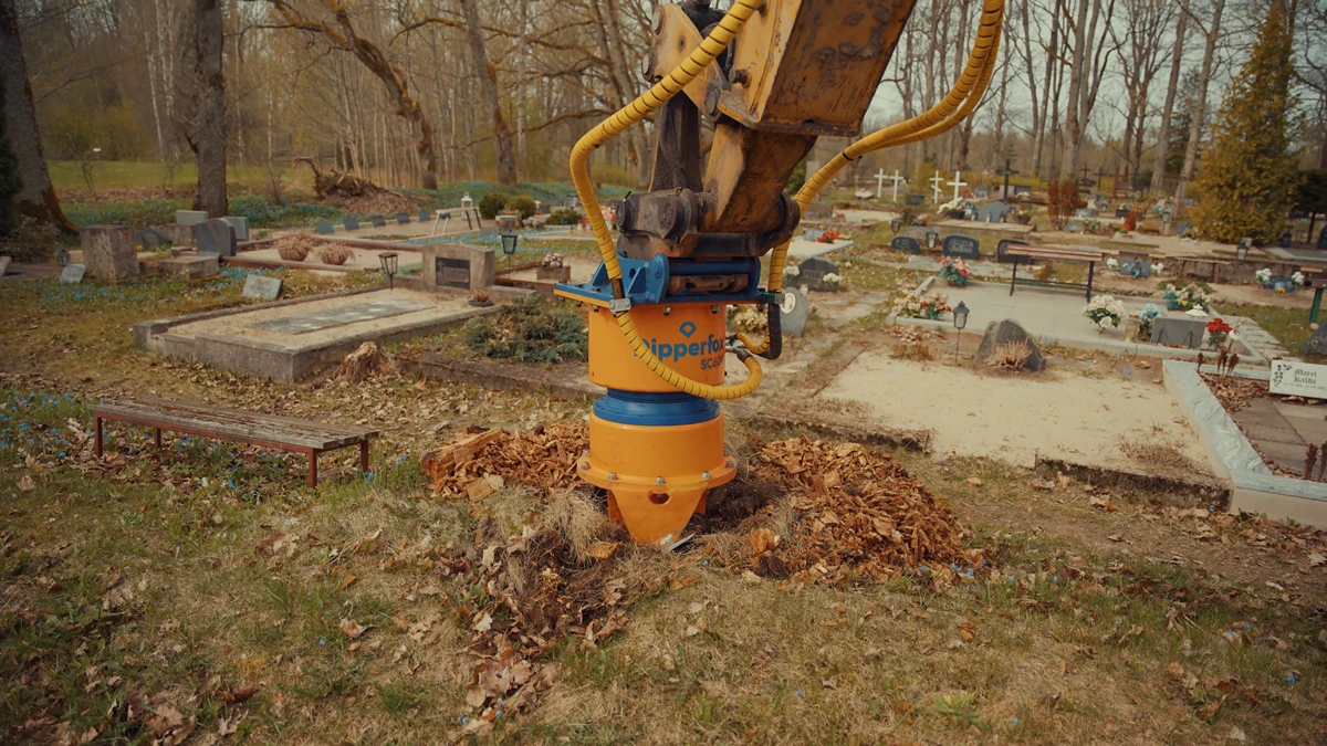 stump grinding next to cemetery